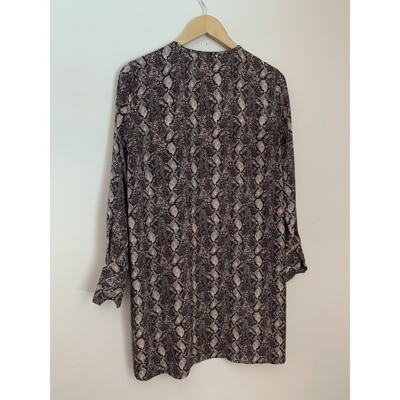 Equipment Bonnie Shift Dress Sz S Snake Skin Print Keyhole Neckline Long Sleeve - Picture 8 of 10
